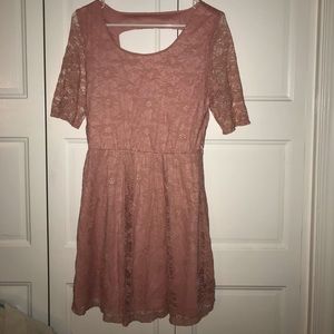 Rose pink dress with an upper back cutout